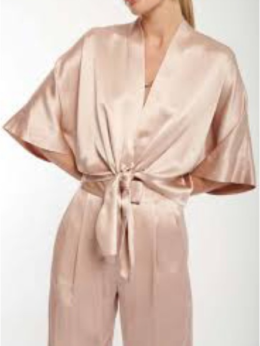 The Sei Dolman Sleeve Tie-Front Silk Blouse
